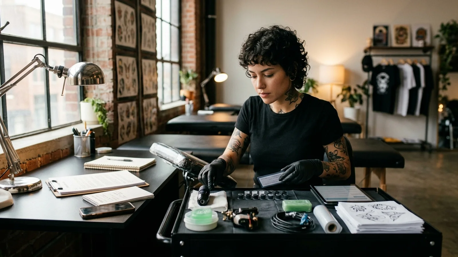 Tattoo artist receiving a confirmation text message on their phone